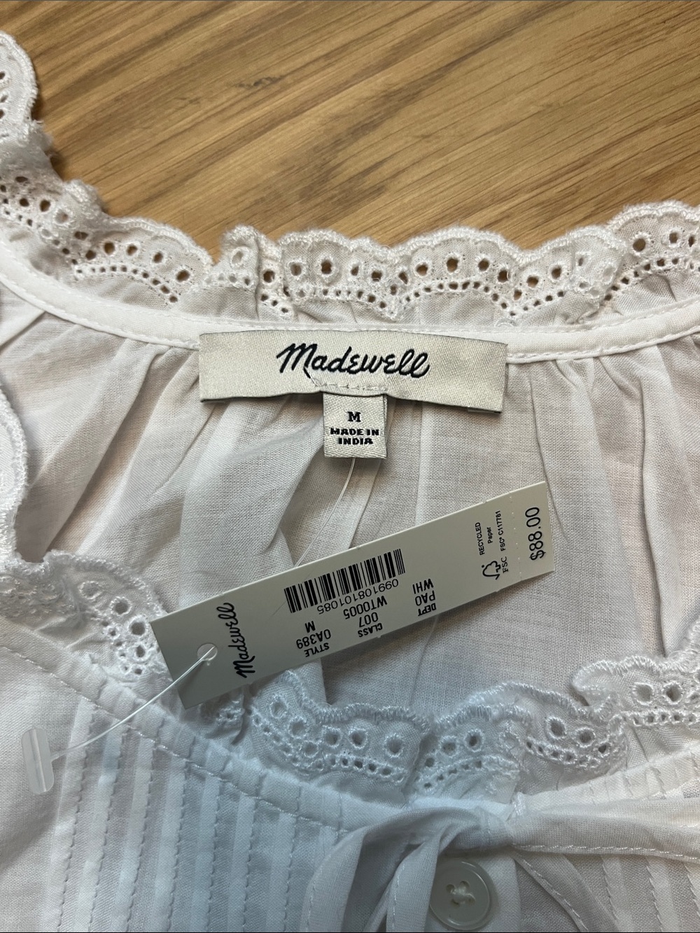 Madewell Women’s Leah Top- white size M NWT - Picture 2 of 9